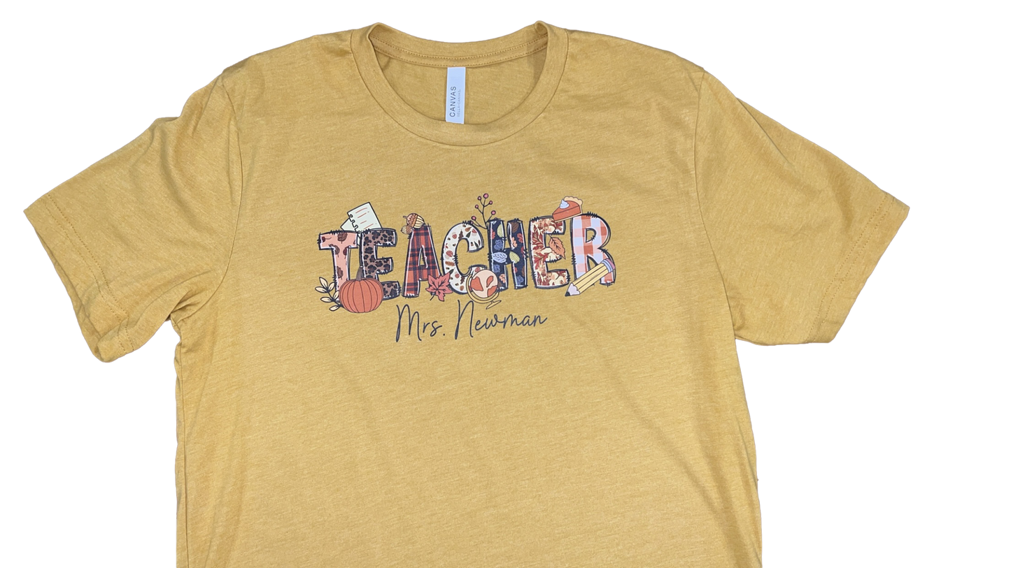 Fall Custom Teacher T-shirt