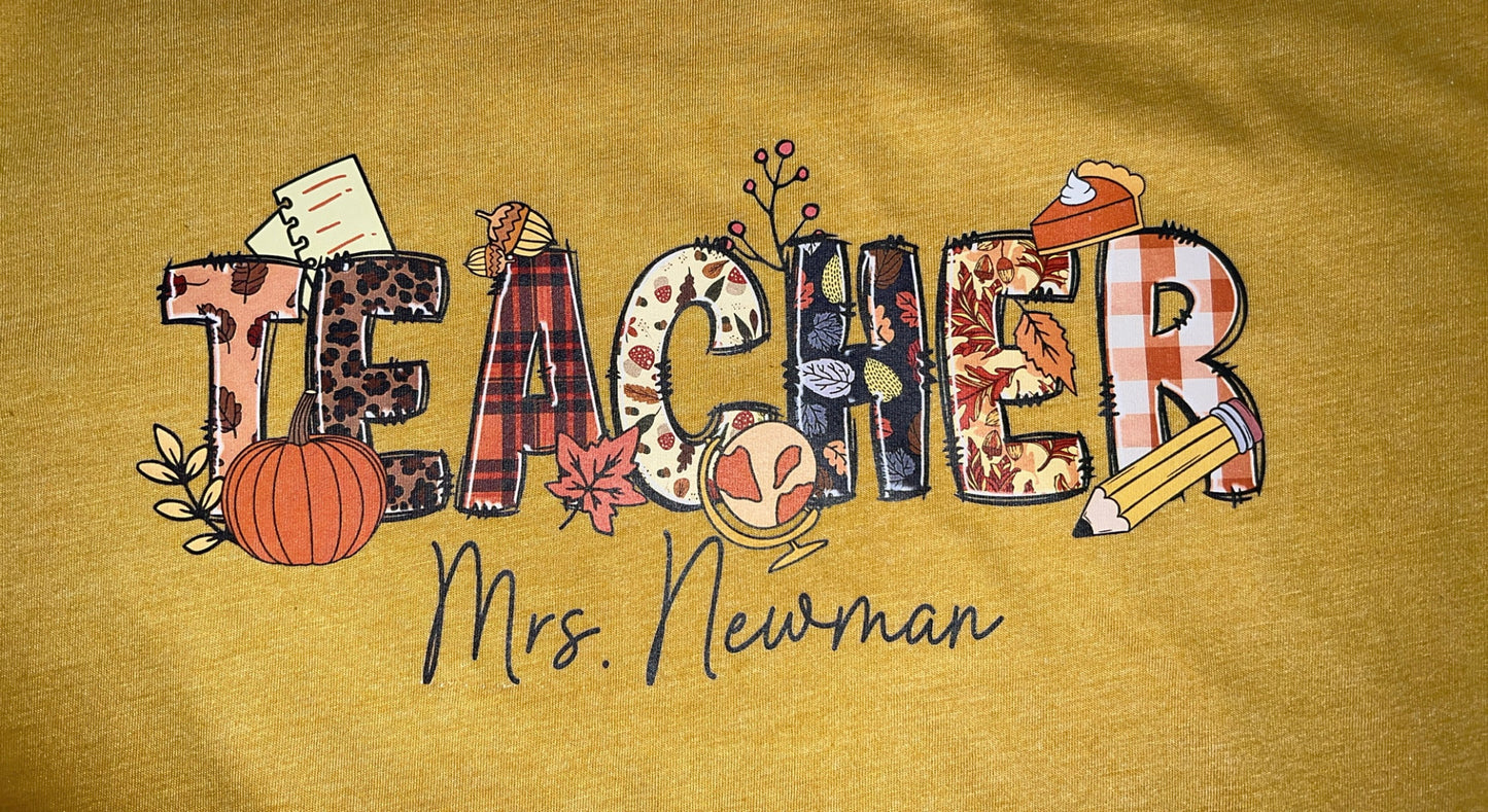 Fall Custom Teacher T-shirt